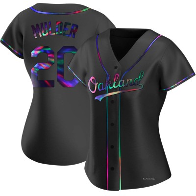 Women's Mark Mulder Oakland Athletics Replica Black Holographic Alternate Jersey