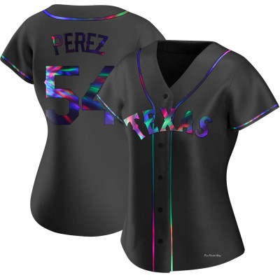 Women's Martin Perez Texas Rangers Replica Black Holographic Alternate Jersey