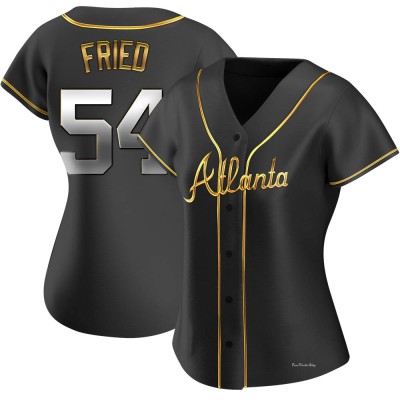 Women's Max Fried Atlanta Braves Replica Black Golden Alternate Jersey
