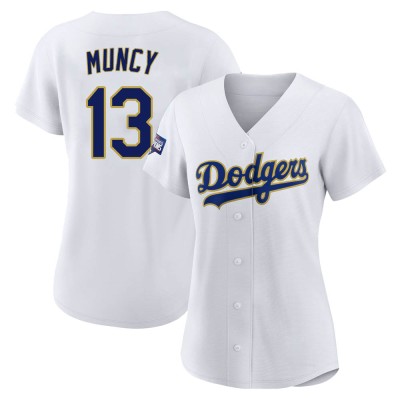 Women's Max Muncy Los Angeles Dodgers Authentic White/Gold 2021 Gold Program Player Jersey