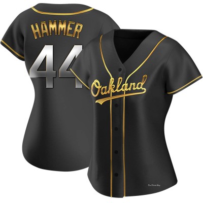 Women's Mc Hammer Oakland Athletics Replica Black Golden Alternate Jersey