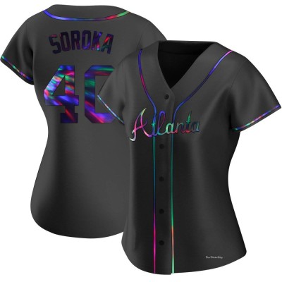 Women's Michael Soroka Atlanta Braves Replica Black Holographic Alternate Jersey
