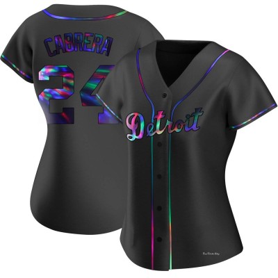 Women's Miguel Cabrera Detroit Tigers Replica Black Holographic Alternate Jersey