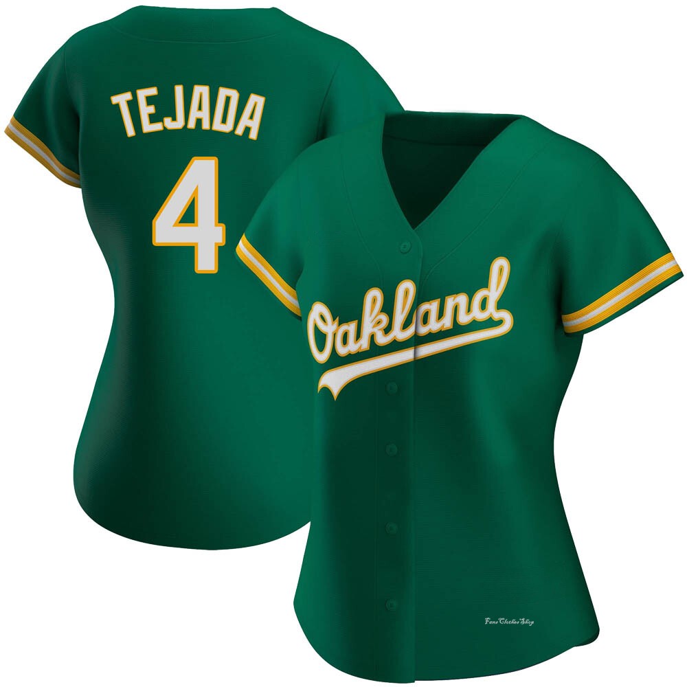 Women's Miguel Tejada Oakland Athletics Authentic Green Kelly Alternate Jersey