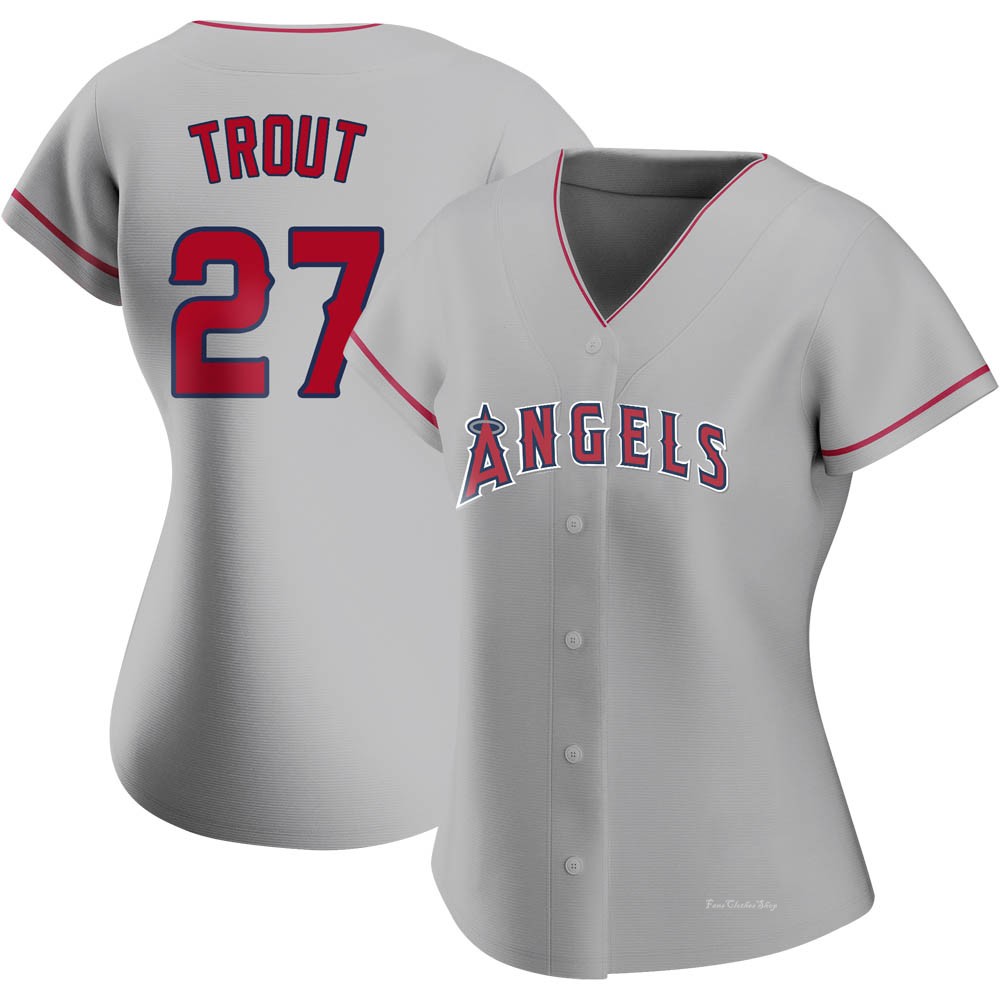 Women's Mike Trout Los Angeles Angels Authentic Silver Road Jersey
