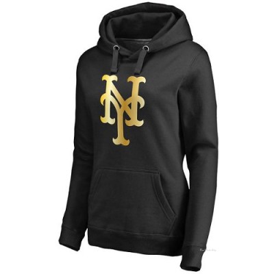 Women's New York Mets Gold Collection Pullover Hoodie - Black