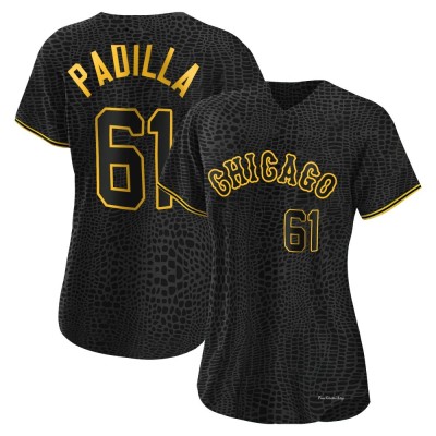 Women's Nicholas Padilla Chicago White Sox Authentic Black Snake Skin City Jersey