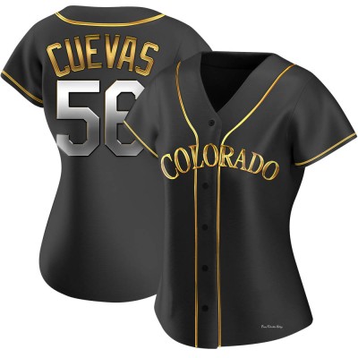 Women's Noel Cuevas Colorado Rockies Replica Black Golden Alternate Jersey