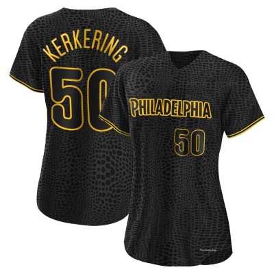 Women's Orion Kerkering Philadelphia Phillies Authentic Black Snake Skin City Jersey