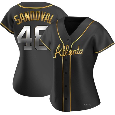 Women's Pablo Sandoval Atlanta Braves Replica Black Golden Alternate Jersey