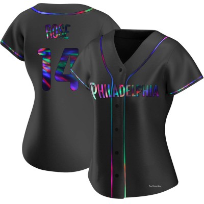 Women's Pete Rose Philadelphia Phillies Replica Black Holographic Alternate Jersey