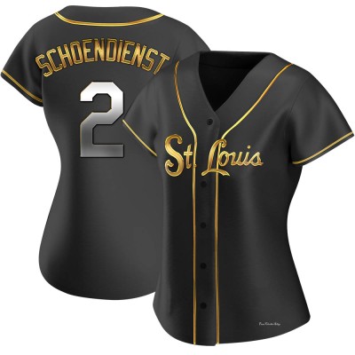 Women's Red Schoendienst St. Louis Cardinals Replica Black Golden Alternate Jersey