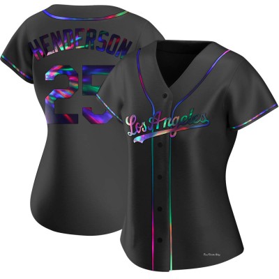 Women's Rickey Henderson Los Angeles Dodgers Replica Black Holographic Alternate Jersey
