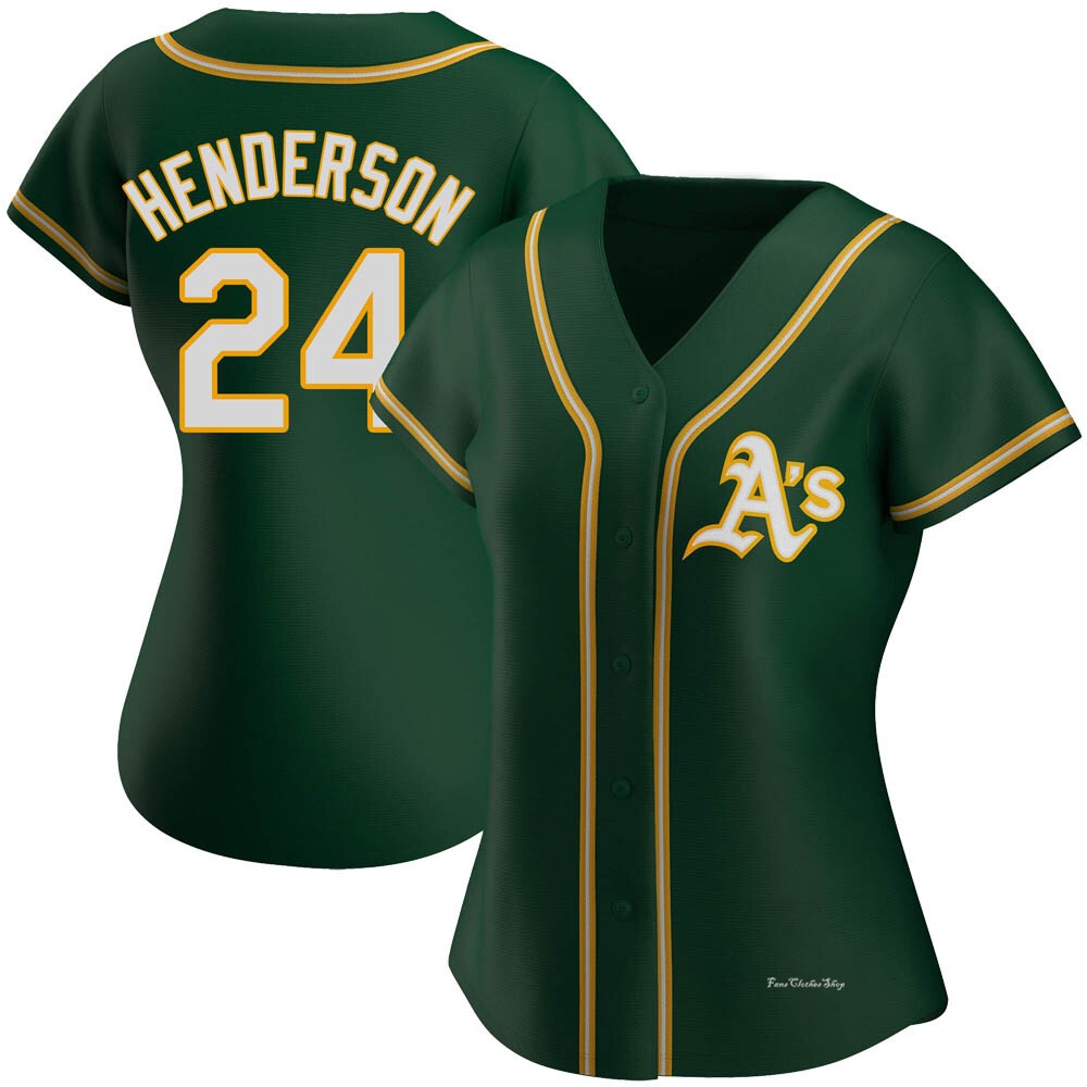 Women's Rickey Henderson Oakland Athletics Authentic Green Alternate Jersey