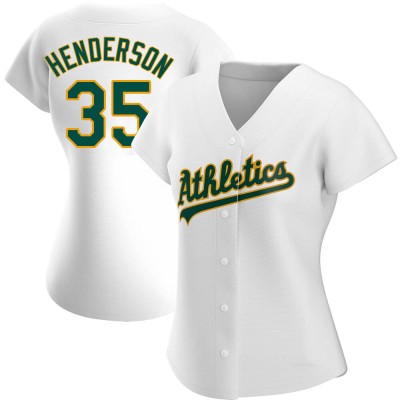 Women's Rickey Henderson Oakland Athletics Authentic White Home Jersey