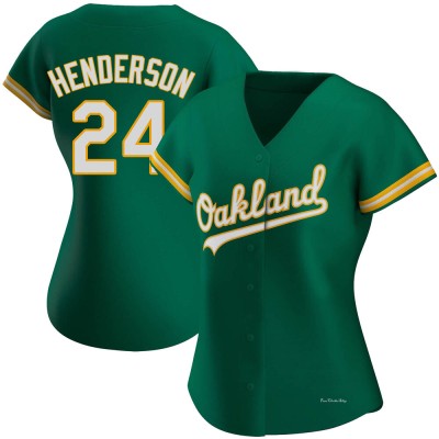Women's Rickey Henderson Oakland Athletics Replica Green Kelly Alternate Jersey