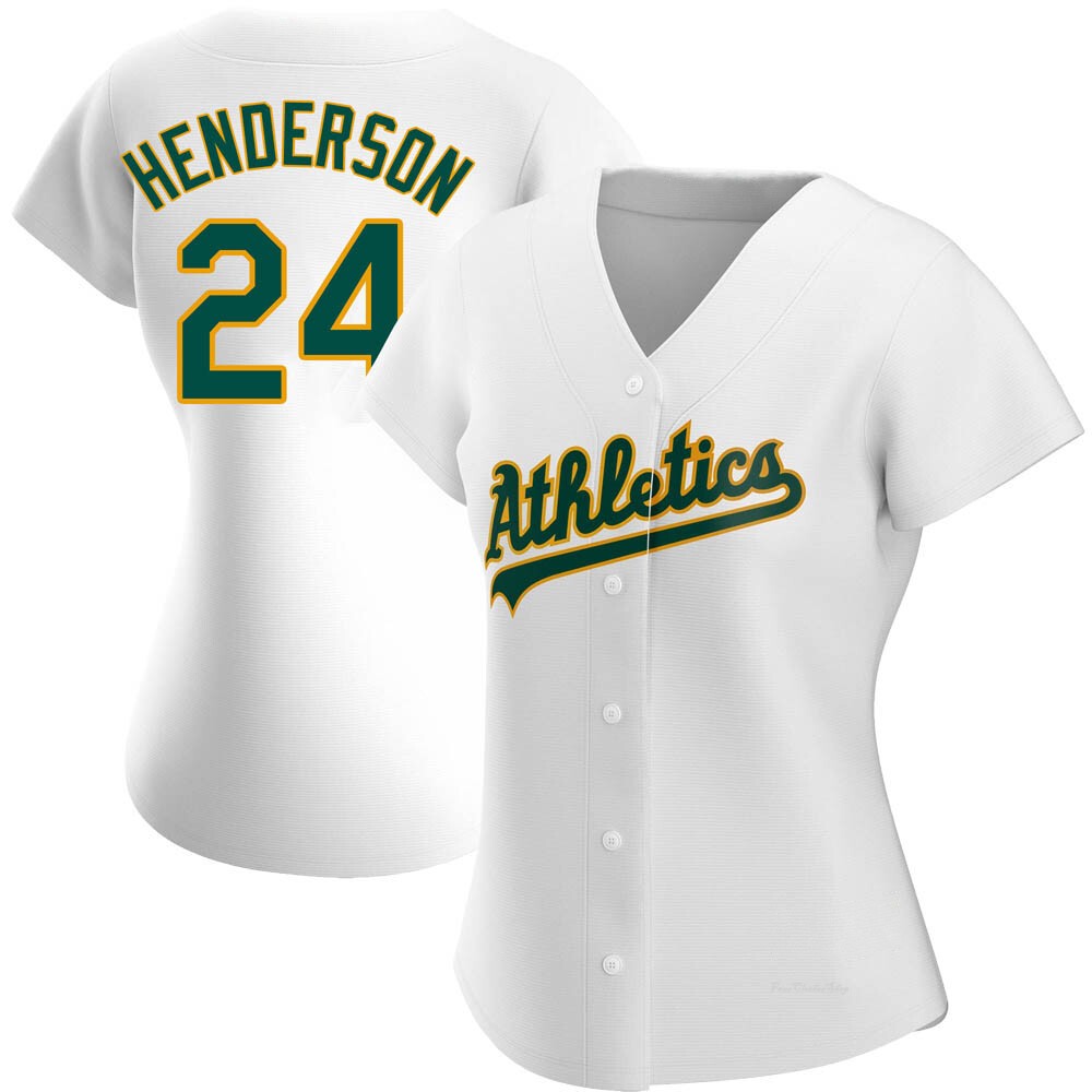 Women's Rickey Henderson Oakland Athletics Replica White Home Jersey