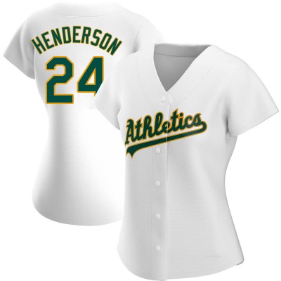 Women's Rickey Henderson Oakland Athletics Replica White Home Jersey