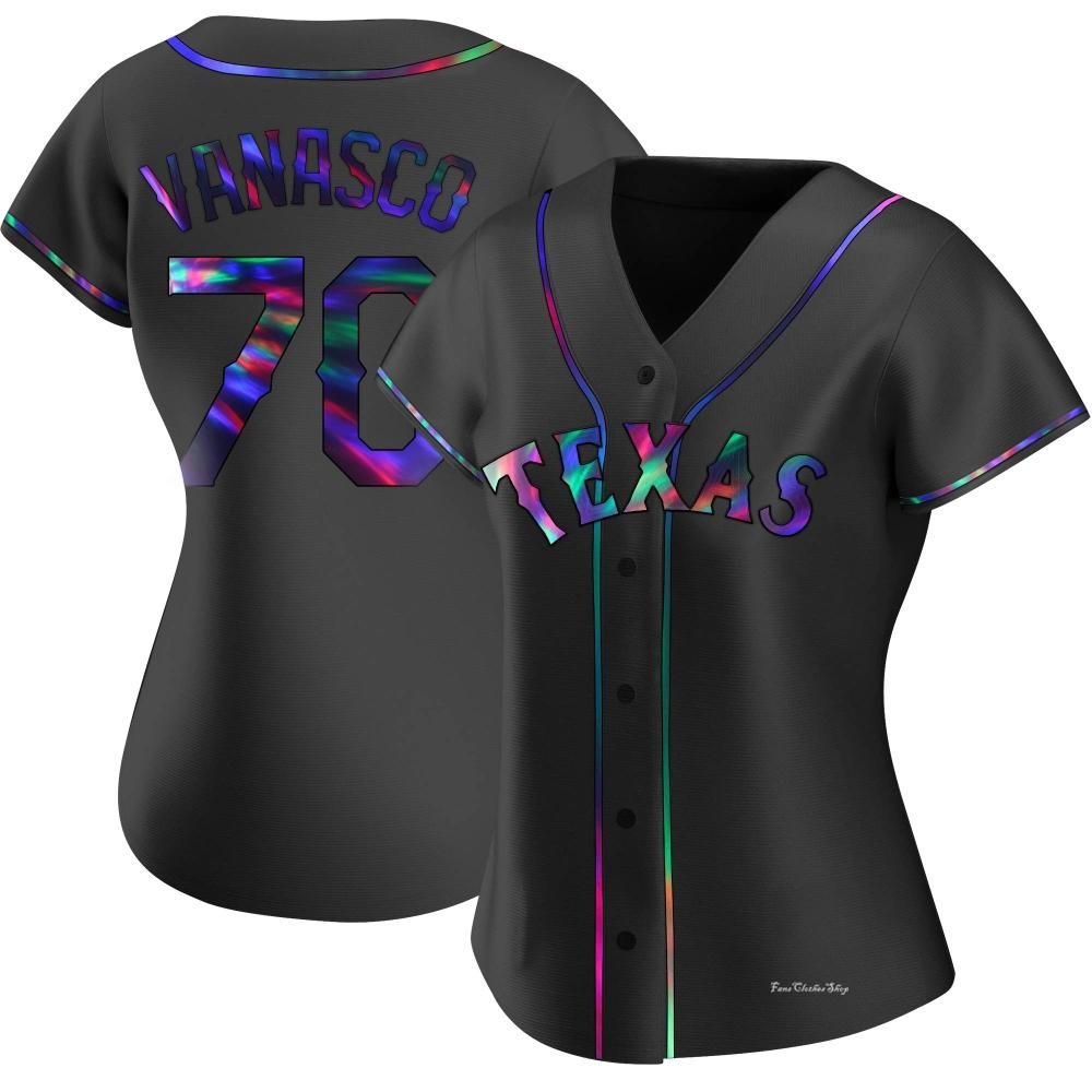 Women's Ricky Vanasco Texas Rangers Replica Black Holographic Alternate Jersey
