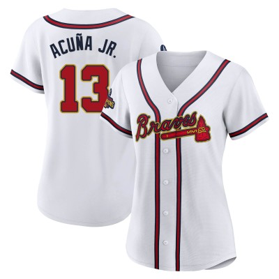 Women's Ronald Acuna Jr. Atlanta Braves Authentic Gold White 2022 Program Jersey