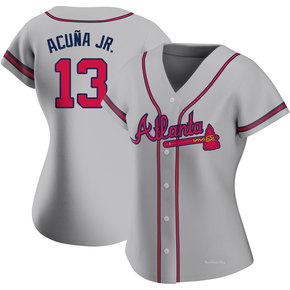 Women's Ronald Acuna Jr. Atlanta Braves Replica Gray Road Jersey