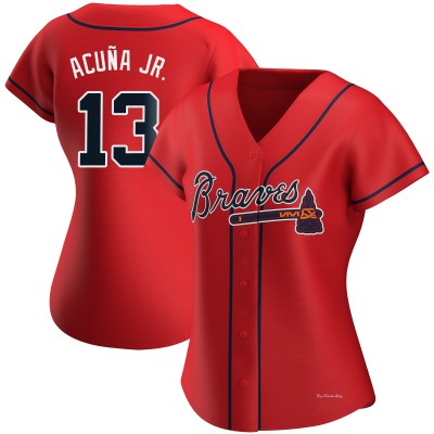 Women's Ronald Acuna Jr. Atlanta Braves Replica Red Alternate Jersey