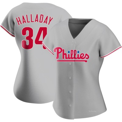 Women's Roy Halladay Philadelphia Phillies Replica Gray Road Jersey