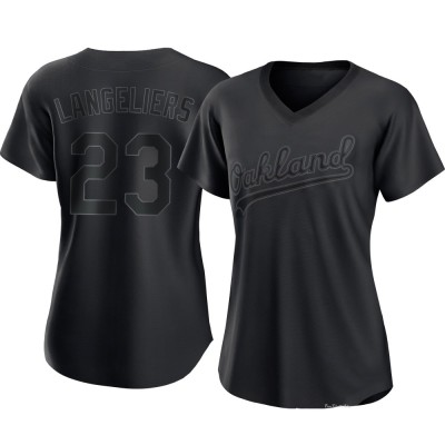Women's Shea Langeliers Oakland Athletics Replica Black Pitch Fashion Jersey
