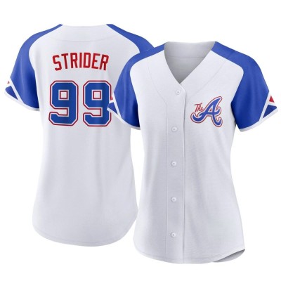 Women's Spencer Strider Atlanta Braves Authentic White 2023 City Connect Jersey