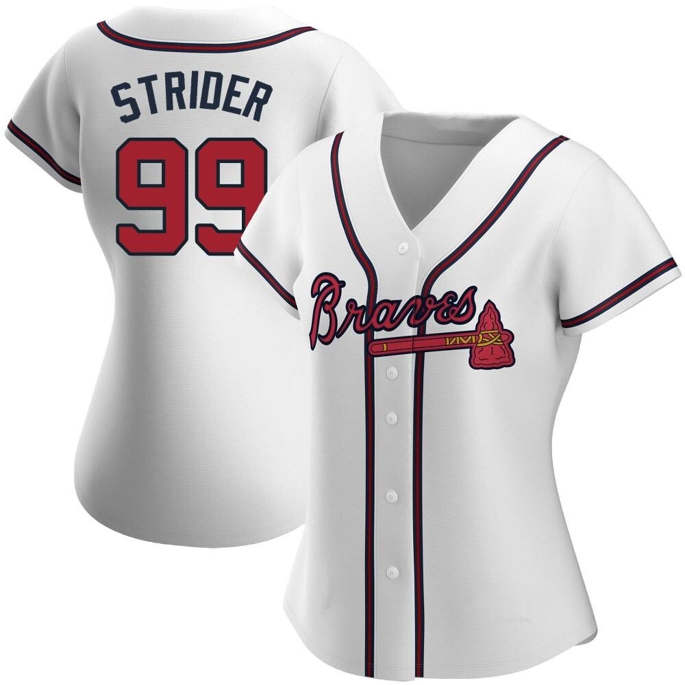 Women's Spencer Strider Atlanta Braves Replica White Home Jersey