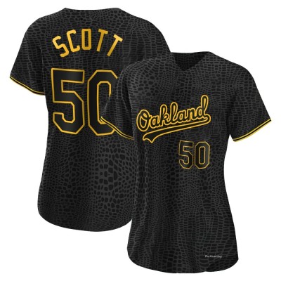 Women's Tayler Scott Oakland Athletics Authentic Black Snake Skin City Jersey