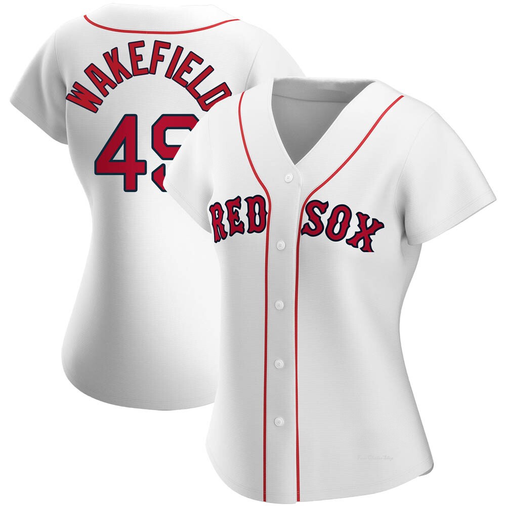 Women's Tim Wakefield Boston Red Sox Replica White Home Jersey