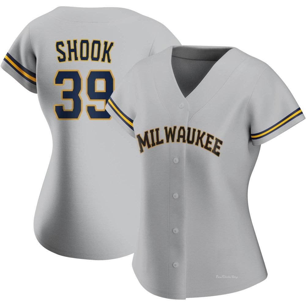 Women's TJ Shook Milwaukee Brewers Replica Gray Road Jersey