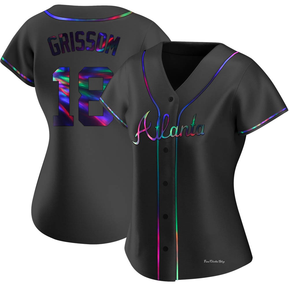 Women's Vaughn Grissom Atlanta Braves Replica Black Holographic Alternate Jersey