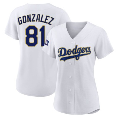 Women's Victor Gonzalez Los Angeles Dodgers Replica White/Gold 2021 Gold Program Player Jersey