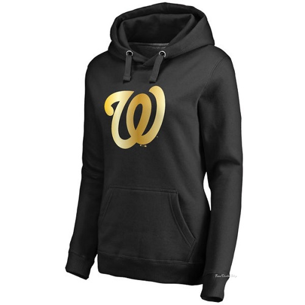 Women's Washington Nationals Gold Collection Pullover Hoodie - Black