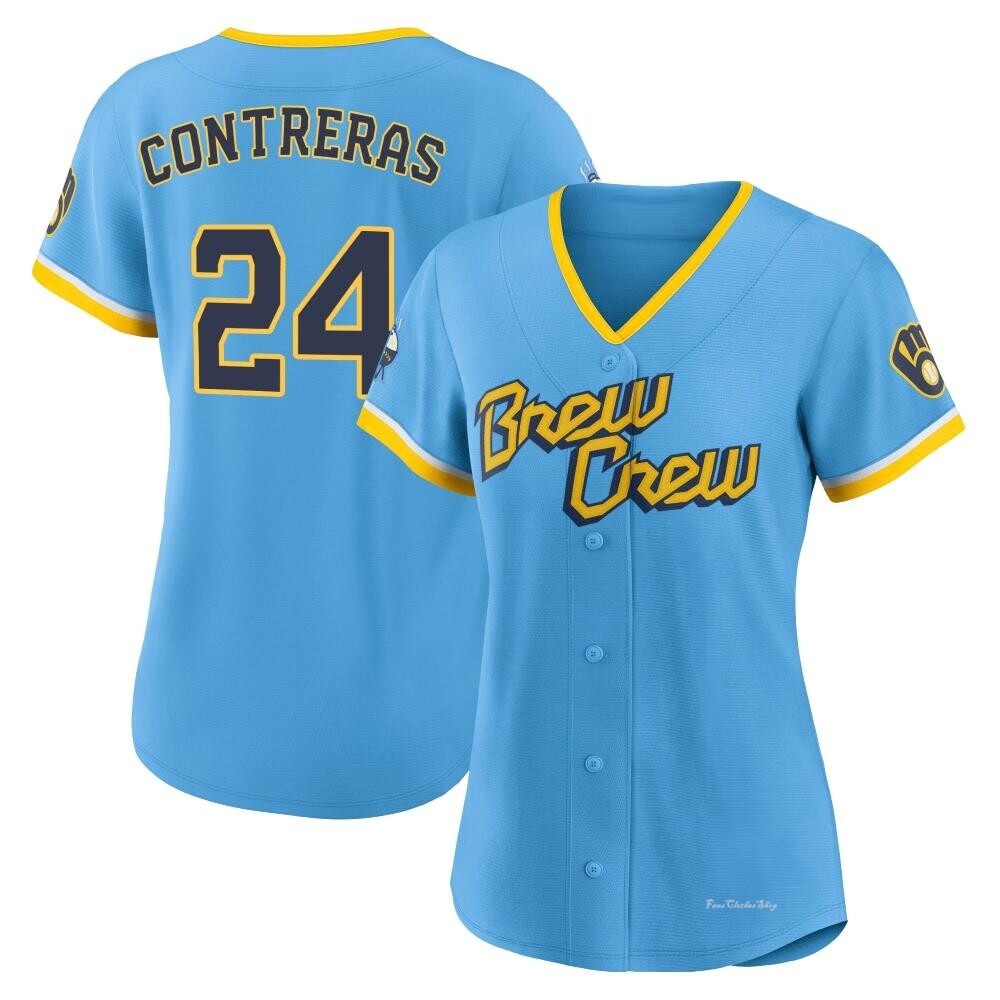 Women's William Contreras Milwaukee Brewers Replica Blue Powder 2022 City Connect Jersey