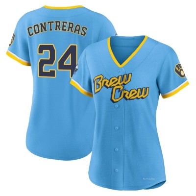 Women's William Contreras Milwaukee Brewers Replica Blue Powder 2022 City Connect Jersey