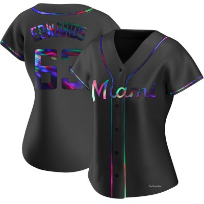 Women's Xavier Edwards Miami Marlins Replica Black Holographic Alternate Jersey