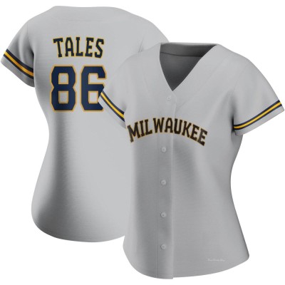 Women's Yeferson Tales Milwaukee Brewers Replica Gray Road Jersey