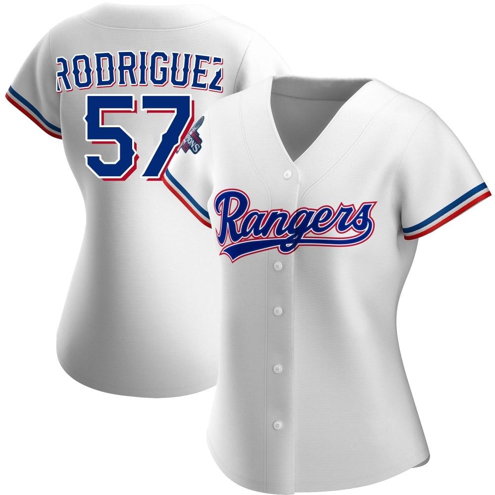 Women's Yerry Rodriguez Texas Rangers Replica White Home 2023 World Series Champions Jersey