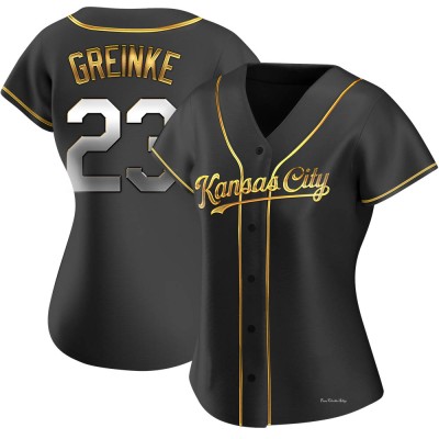 Women's Zack Greinke Kansas City Royals Replica Black Golden Alternate Jersey