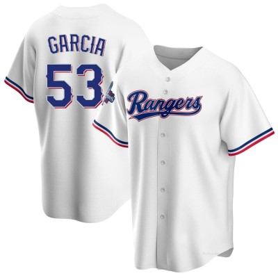 Youth Adolis Garcia Texas Rangers Replica White Home 2023 World Series Champions Jersey