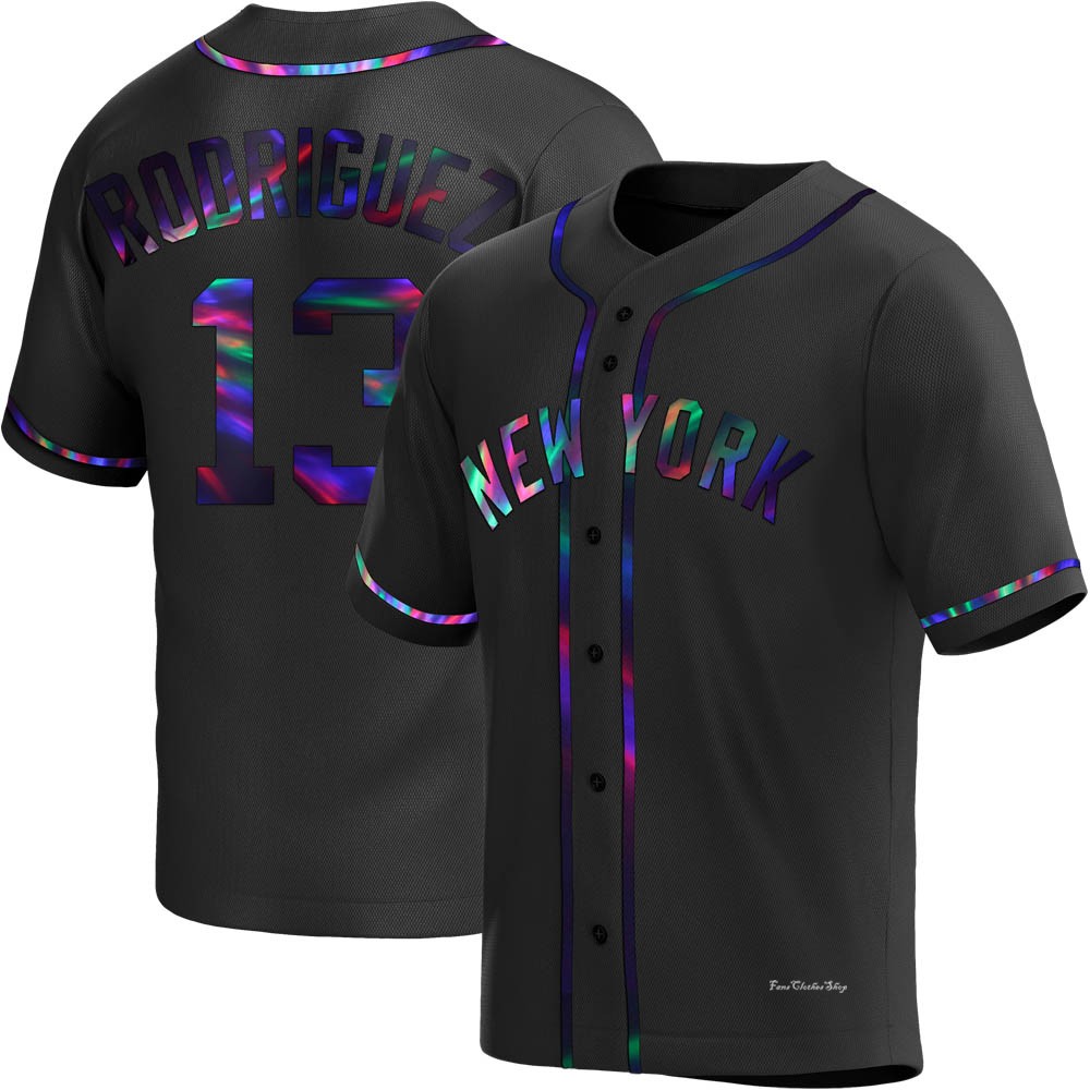 Youth Alex Rodriguez New York Yankees Replica Black Holographic Alternate Jersey