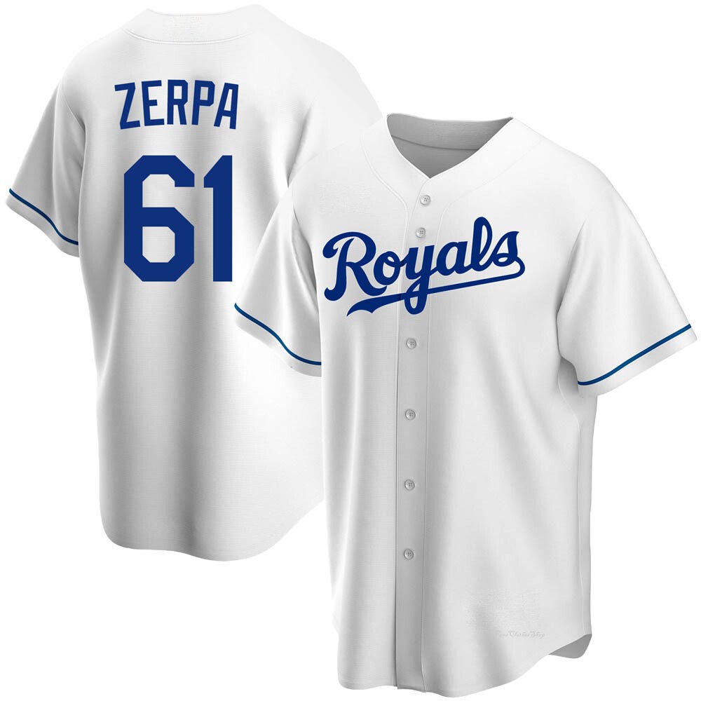 Youth Angel Zerpa Kansas City Royals Replica White Home Jersey