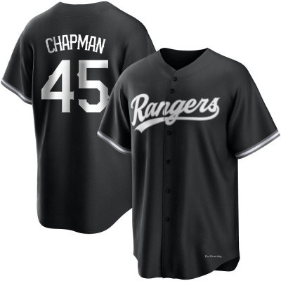 Youth Aroldis Chapman Texas Rangers Replica Black/White Jersey