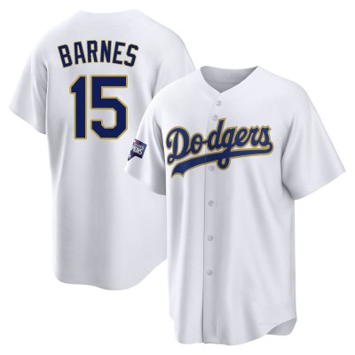 Youth Austin Barnes Los Angeles Dodgers Replica White/Gold 2021 Gold Program Player Jersey