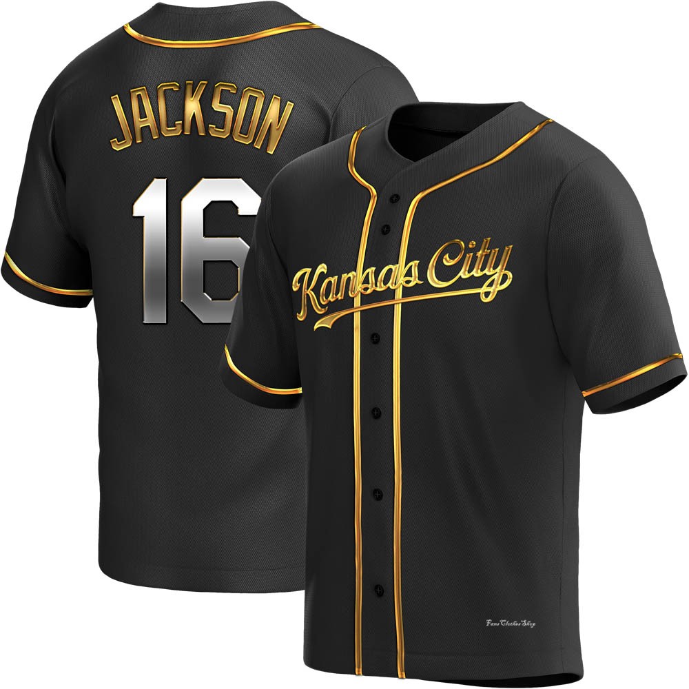 Youth Bo Jackson Kansas City Royals Replica Black Golden Alternate Jersey