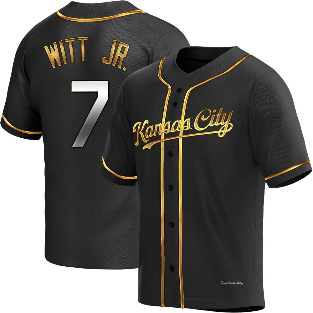 Youth Bobby Witt Jr. Kansas City Royals Replica Black Golden Alternate Jersey