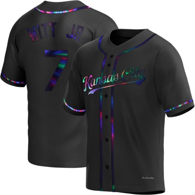 Youth Bobby Witt Jr. Kansas City Royals Replica Black Holographic Alternate Jersey
